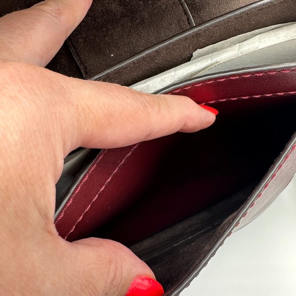 NWOT Michael Kors LILLIE Whip Stitched Leather Bag/Crossbody OXBLOOD RED PYTHON - Picture 11 of 16